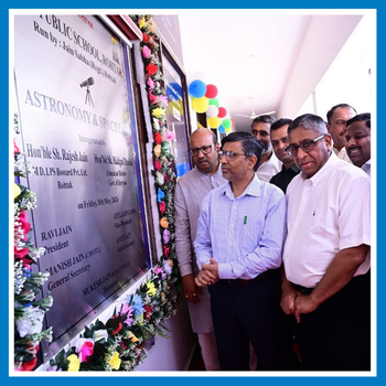 Hon'ble Haryana Education Minister Shri Mahipal Dhanda inaugurated Rohtak's first Astronomy/Space Lab at Jain Public School during an event organized by Jain Sabha Rohtak.
